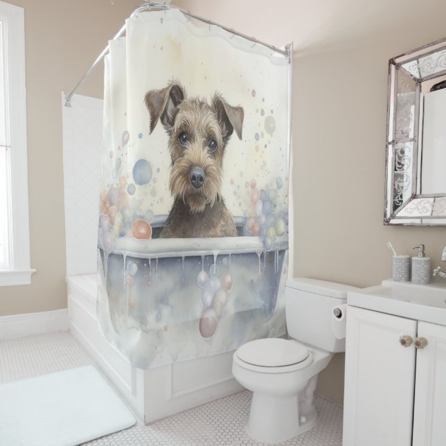 Rideaux De Douche Chesapeake Bay Terrier Dans Baignoire Aquarelle Ch (En situation)