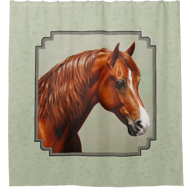 Rideaux De Douche Chestnut Morgan Cheval Sage Vert (Devant)