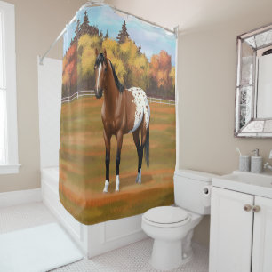 Rideaux De Douche Cheval Appaloosa de la Baie Brown dans les pâturag
