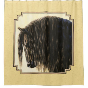 Rideaux De Douche Cheval friésien Jaune