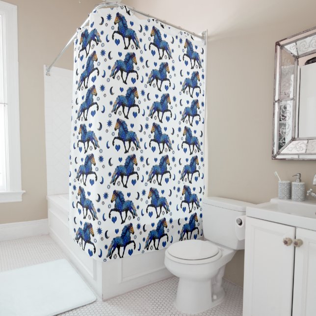 Rideaux De Douche Cheval islandais Stary Night (En situation)