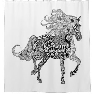 Rideaux De Douche Cheval noir inspiré