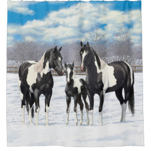 Rideaux De Douche Cheval Pinto Quarter Noir Chevaux Paint Chevaux Da