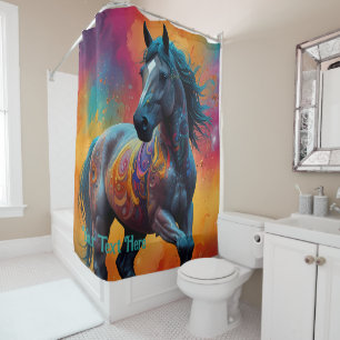 Rideaux De Douche Cheval Psychédélique Cosmique : Voyage Surréaliste