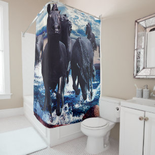 Rideaux De Douche Chevaux courant dans l'eau