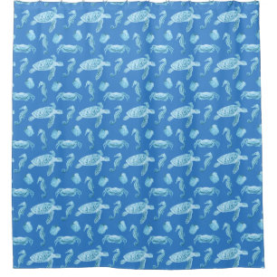 Rideaux De Douche Chevaux de mer et tortues de mer