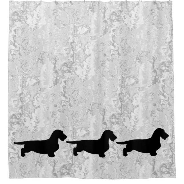 Rideaux De Douche Cheveux ronds Dachshund - Silhouette 1 (Devant)