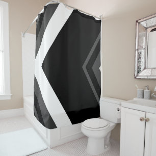 Rideaux De Douche Chevron noir, gris et blanc