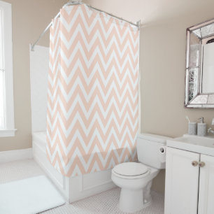 Rideaux De Douche Chevron rose et blanc