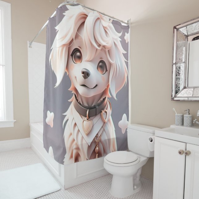 Rideaux De Douche Chibi Golden Retriever Puppy (En situation)