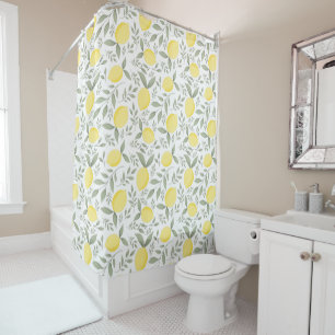 Rideaux De Douche Chic Citron Vintage et Motif Feuille