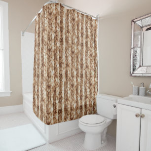 Rideaux De Douche Chic Crème Brown Faux Tissus