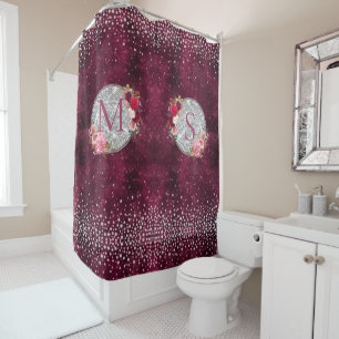 Rideaux De Douche Chic faux argent Parties scintillant Bourgogne Flo
