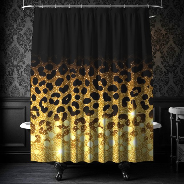 Rideaux De Douche Chic Gold Glitter Leopard Print Pattern (Créateur téléchargé)