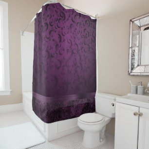 Rideaux De Douche Chic gothique pourpre Eggplant et Lunes noires