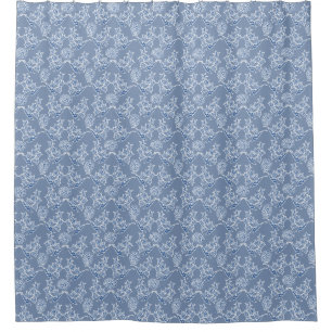 Rideaux De Douche Chic Indigo Blue Ethnic Floral Print