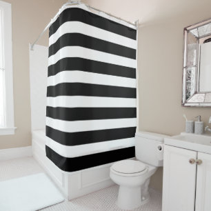 Rideaux De Douche Chic moderne de rayures noires et blanches