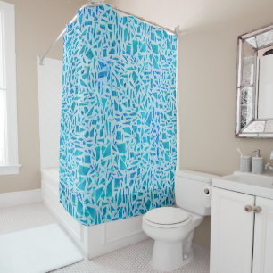 Rideaux De Douche Chic moderne de turquoise de mosaïque de tuile