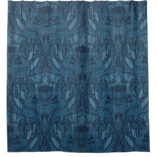 Rideaux De Douche Chic motif botanique Art nouveau Iris Bleu