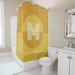Rideaux De Douche Chic moutarde jaune géométrique Monogramme moderne