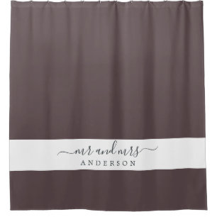 Rideaux De Douche Chic Newlysée M. Mme Dark Burgundy Monogramme