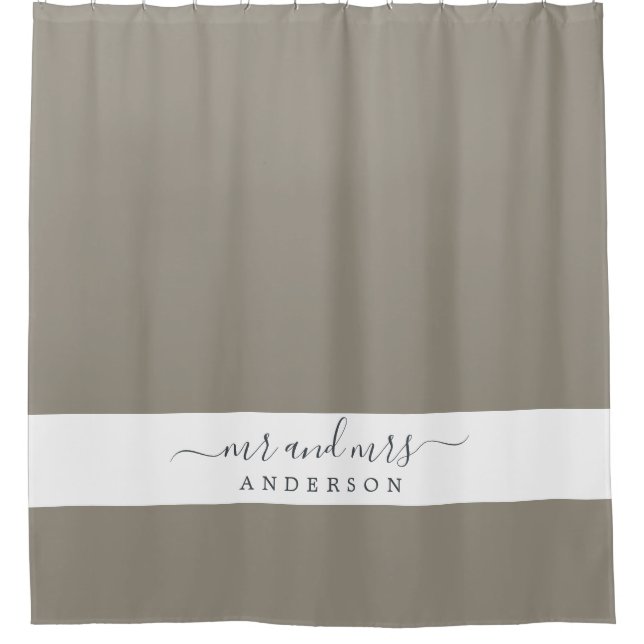 Rideaux De Douche Chic Newlysée M. Mme Gray Monogram (Devant)