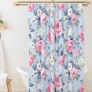 Rideaux De Douche Chic roses chic Shabby et fleurs blanches motif