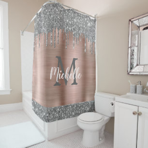 Rideaux De Douche Chic Silver Grey Parties scintillant Drivers Pink