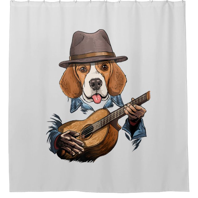 Rideaux De Douche Chien beagle Jouer Guitare / Beagle drôle (Devant)