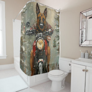 Rideaux De Douche Chien belge Malinoi équitation moto Noël