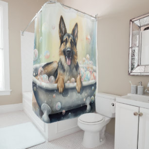 Rideaux De Douche Chien Berger Allemand dans la Baignoire, Art de Ch