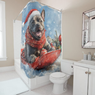 Rideaux De Douche Chien Cane Corso en Traîneau Qu'il neige Noël