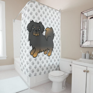 Rideaux De Douche Chien Caricature Tibétain Noir Et Tan