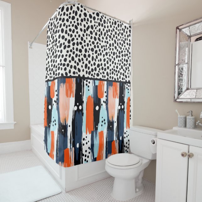 Rideaux De Douche Chien dalmate moderne Motif Abstrait (En situation)