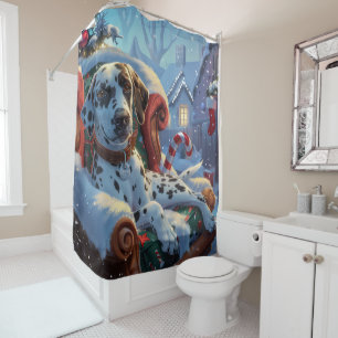 Rideaux De Douche Chien Dalmatien Noël Fête
