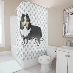 Rideaux De Douche Chien de berger des Shetland tricolore Dessin anim