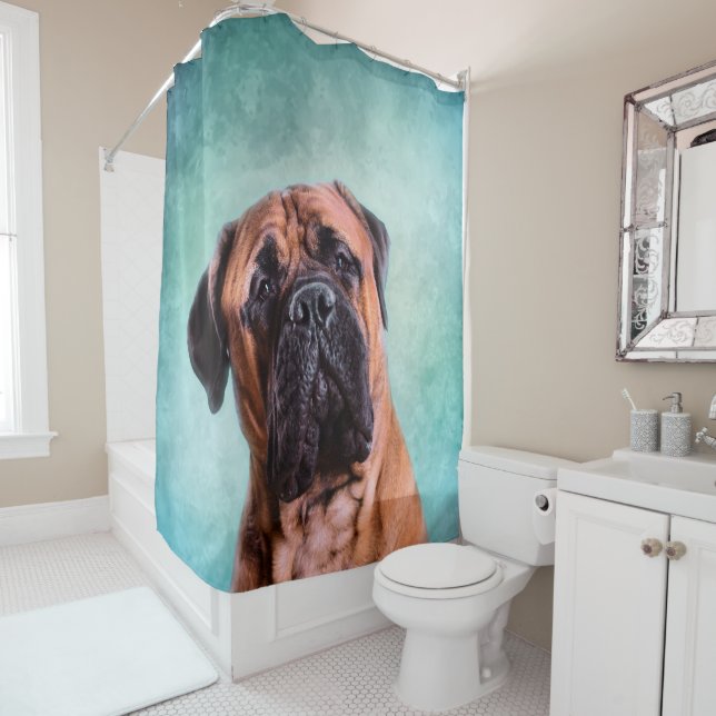 Rideaux De Douche Chien de Bullmastiff (En situation)