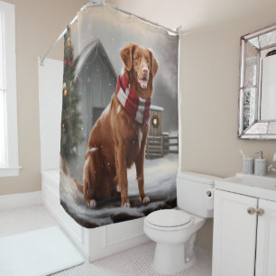 Rideaux De Douche Chien de canard de la Nouvelle-Écosse en Noël de n