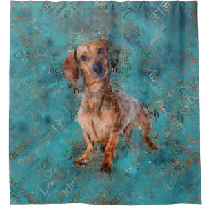Rideaux De Douche Chien de Dachshund Art multimédia mixte