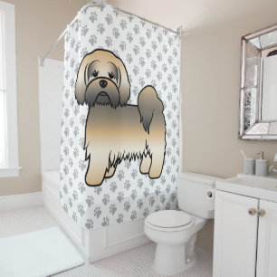 Rideaux De Douche Chien de dessin animé mignon Lhasa Apso Sable Doré