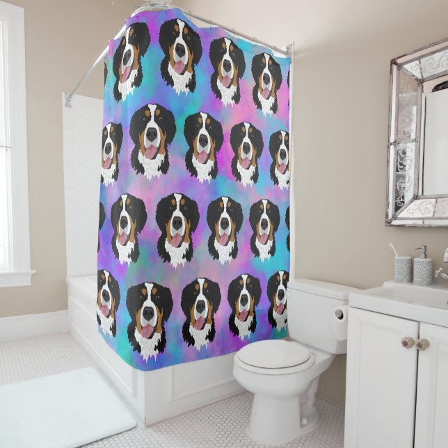 Rideaux De Douche Chien de montagne bernois (En situation)