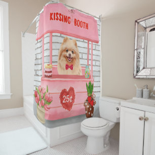 Rideaux De Douche Chien de Poméranie Valentine's Day Kissing Booth