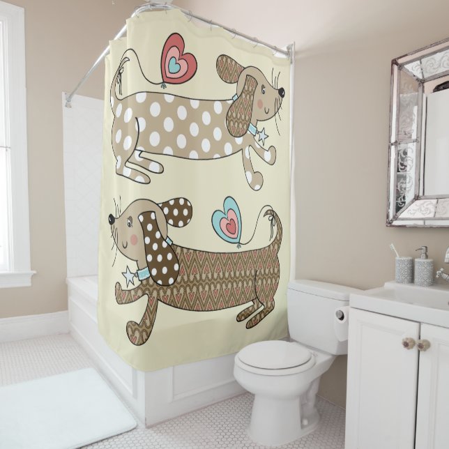 Rideaux De Douche Chien de saucisse Dachshund (En situation)