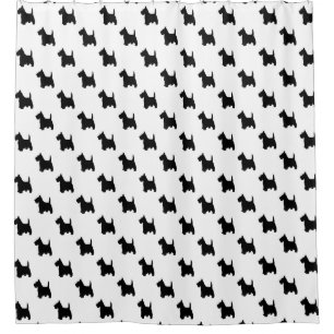Rideaux De Douche Chien de Scottie de Terrier d'écossais en noir et