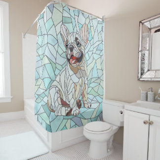 Rideaux De Douche Chien de taureau français mignon - mosaïque pastel