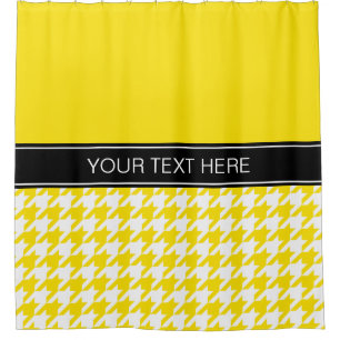 Rideaux De Douche Chien Dentelle CB Noir Nom Monogramme Jaune Blanc