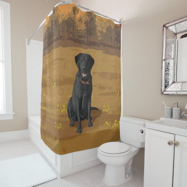 Rideaux De Douche Chien du Labrador jaune rouge renard (En situation)
