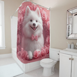 Rideaux De Douche Chien Esquimau Américain avec des Roses - Saint-Va