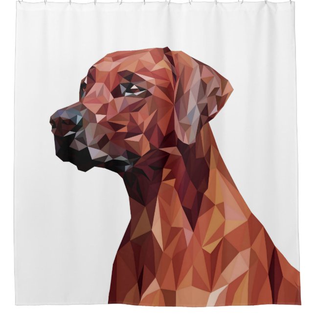 Rideaux De Douche Chien géométrique Brown blanc (Devant)