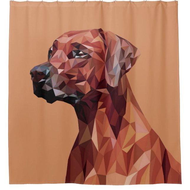 Rideaux De Douche Chien géométrique marron sur fond marron (Devant)